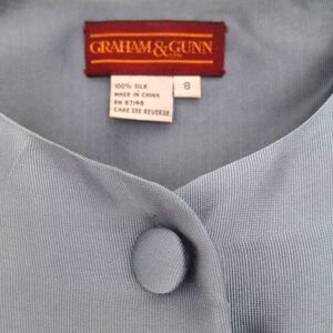 Graham & Gunn 100% silk blouse, tunic, Top Vintage, unworn. Size 8  Blue